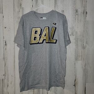 NFL Gray and Gold BAL Baltimore Ravens Men's T-Shirt